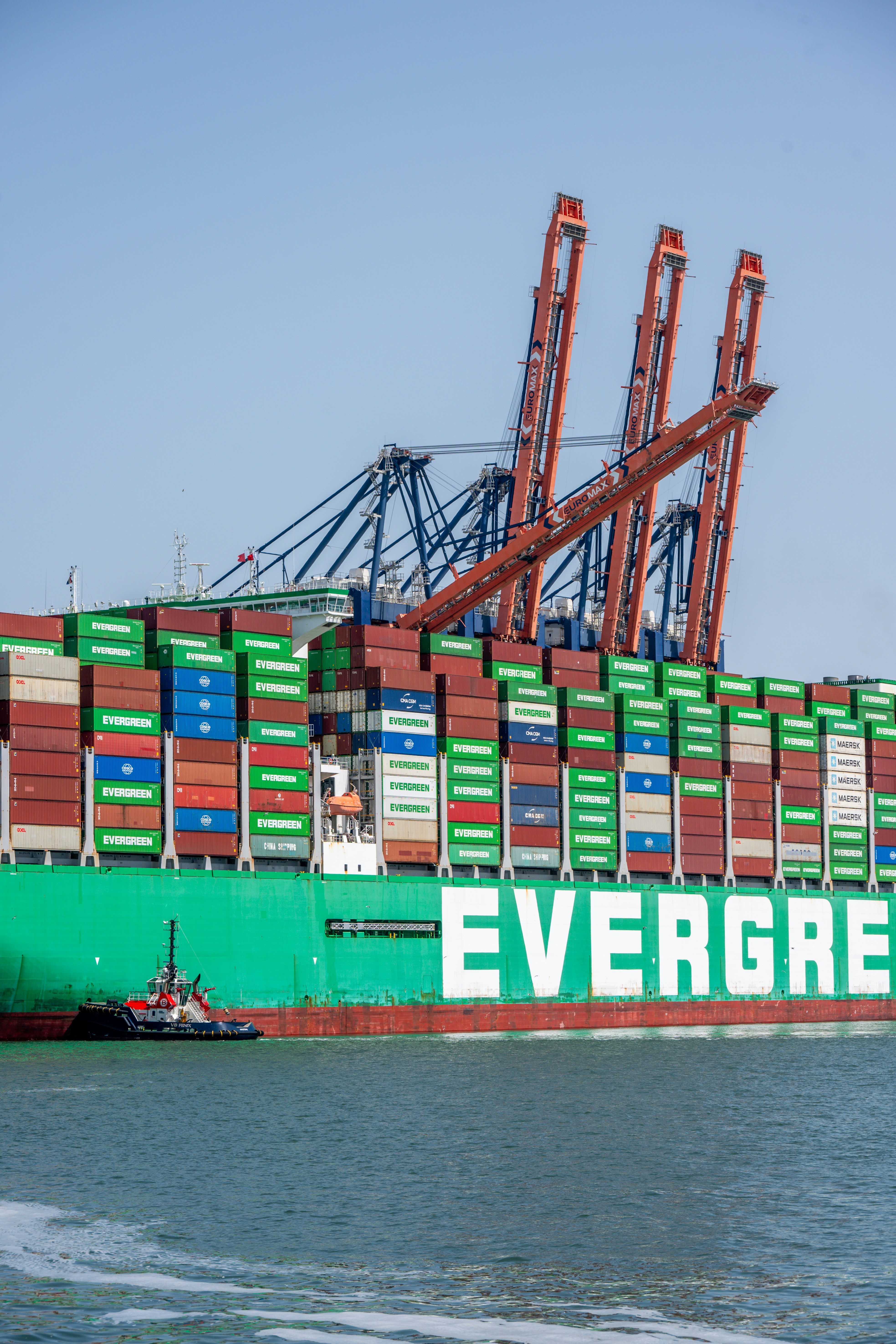 Container ship at port — ship to production